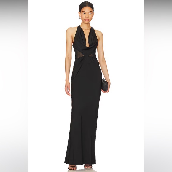 NWT h:ours Grecia Maxi Dress in Black Size Small - Picture 1 of 6